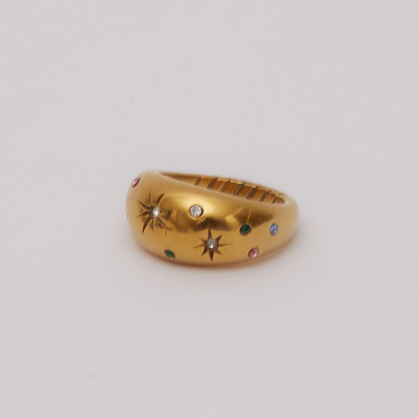 Chunky Stoned Ring Gold