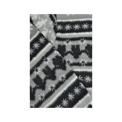 Vintage Fleece 1/4 Zip Retro Pattern Grey/Black Ladies Medium