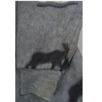 Vintage Fleece Jacket Retro Moose Pattern Grey Ladies XL