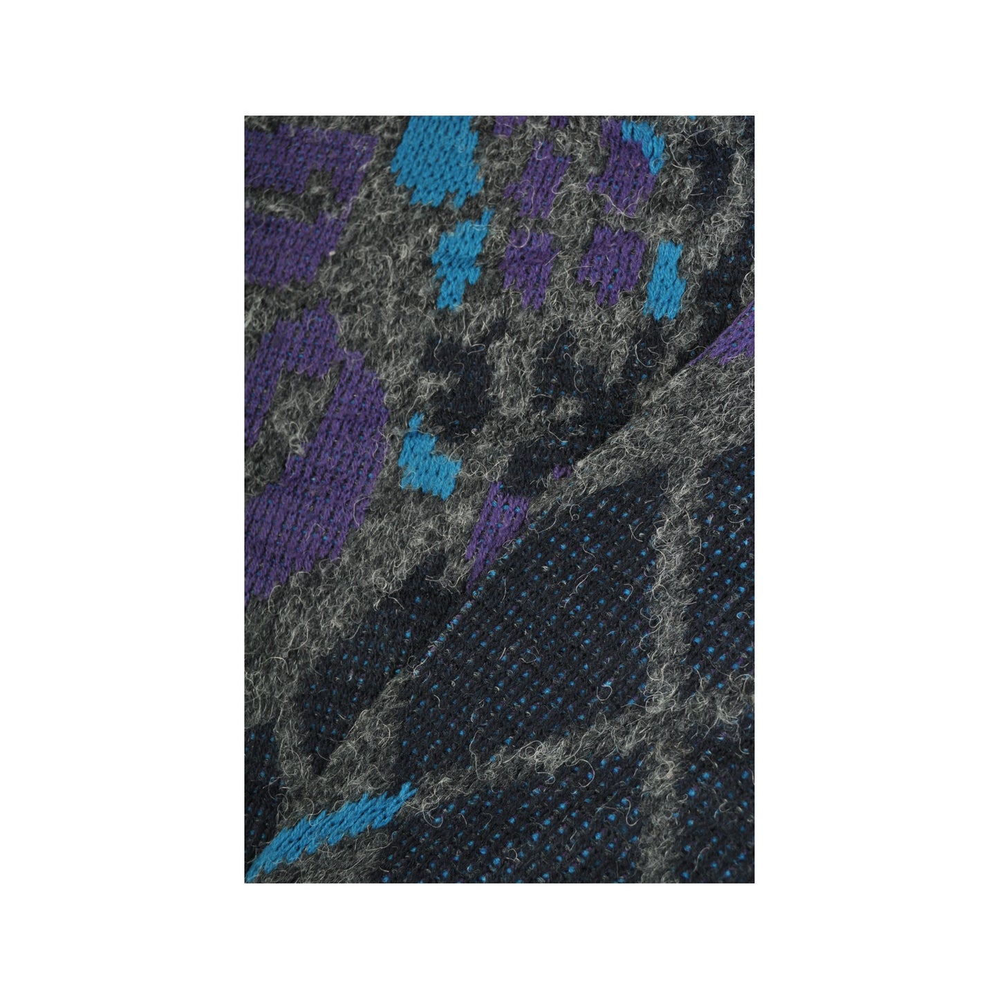 Vintage Knitwear Sweater Retro Pattern Purple/Grey Large