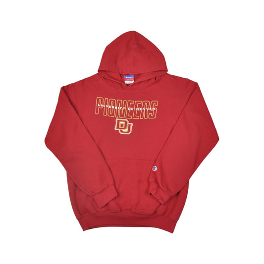 Vintage Champion University of Denver Pioneers Hoodie Red Small