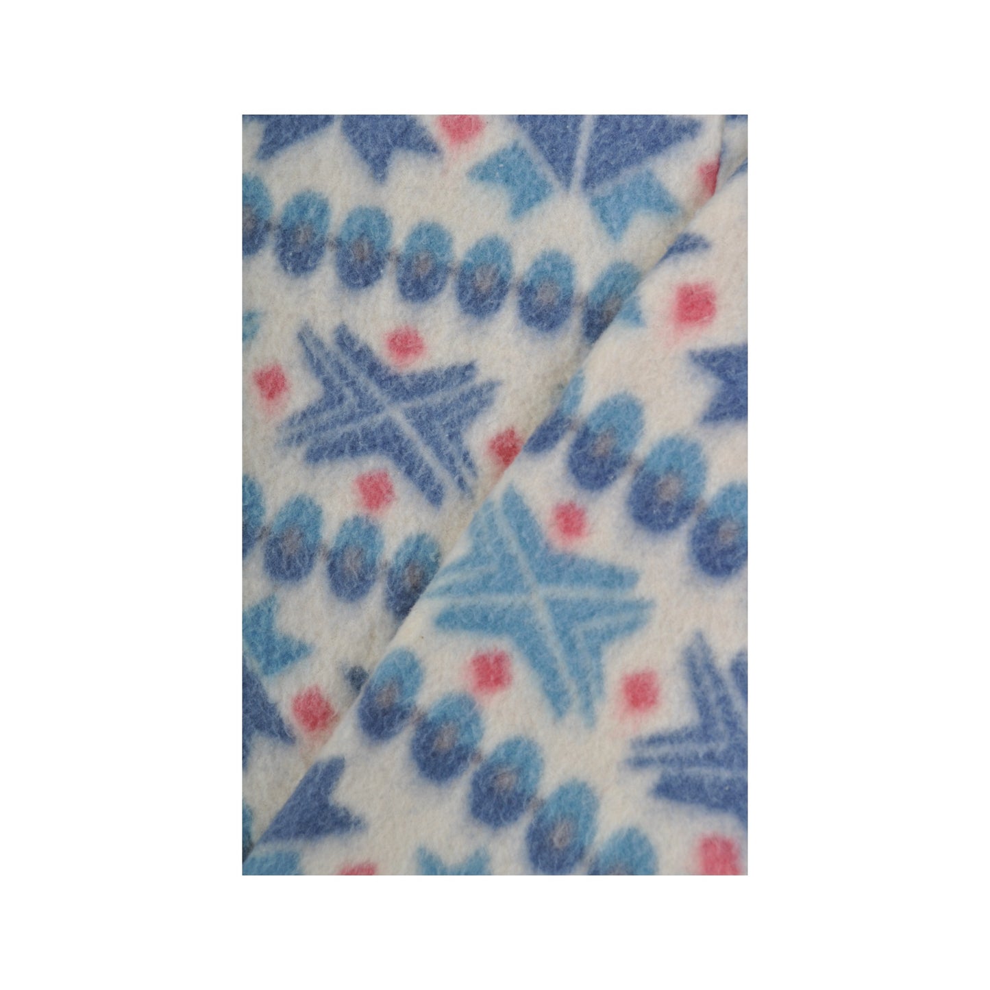 Vintage Fleece 1/4 Zip Retro Snowflake Pattern Blue Ladies XL