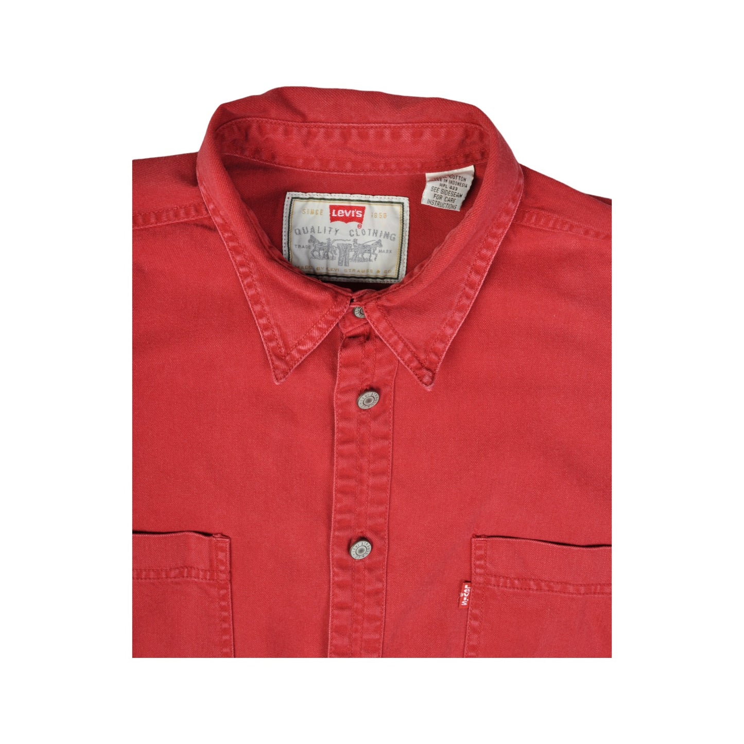 Vintage Levi's Shirt 90s Long Sleeve Red Medium