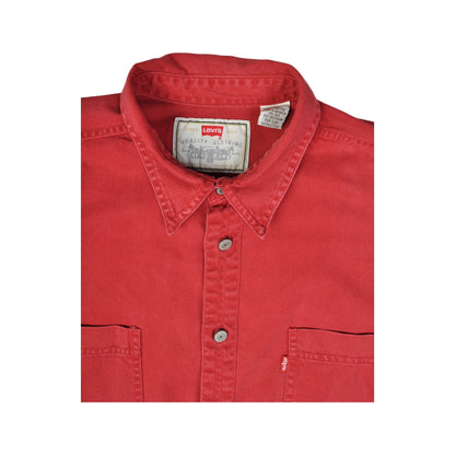 Vintage Levi's Shirt 90s Long Sleeve Red Medium