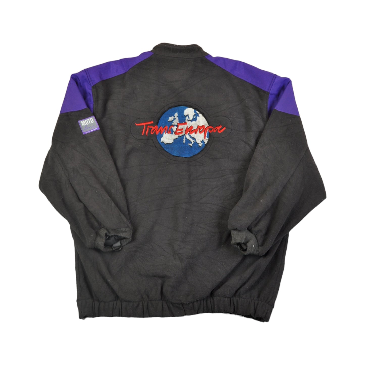 Vintage Trans Europa Fleece Jacket Retro Block Colour Black/Purple XXL