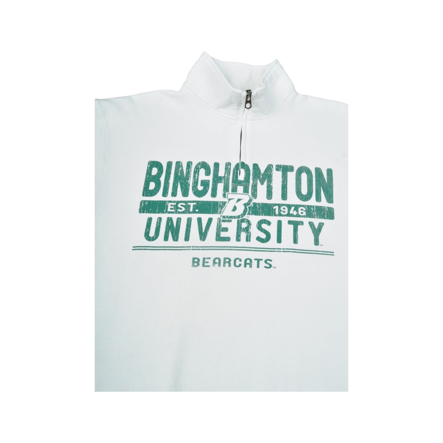 Vintage Jansport Binghamton University Bearcats 1/4 Zip Sweater White Medium