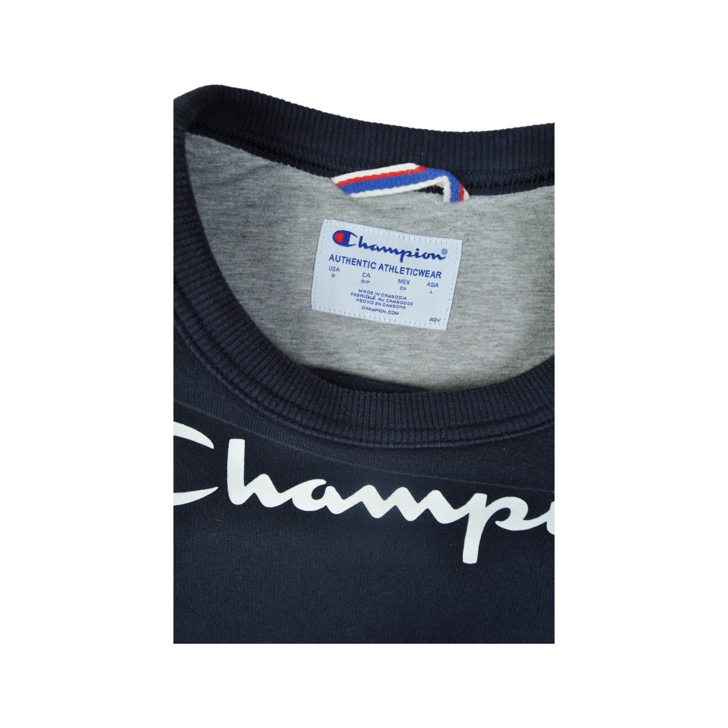 Vintage Champion Spell Out Sweater Navy Small