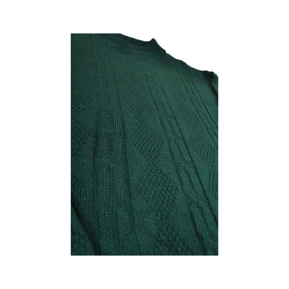 Vintage Knitted Jumper Retro Pattern Green Ladies XXL