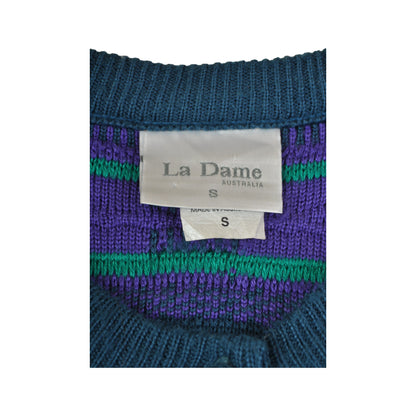 Vintage Coogi Style Knitwear Cardigan Green/Purple Ladies Small