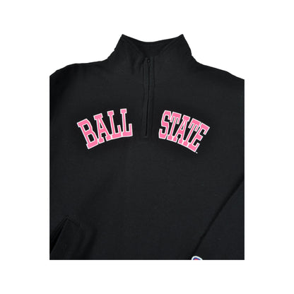Vintage Champion Ball State 1/4 Zip Sweater Black Small