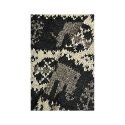 Vintage Knitwear Wool Sweater Scandi Elephant Pattern Black/White Large