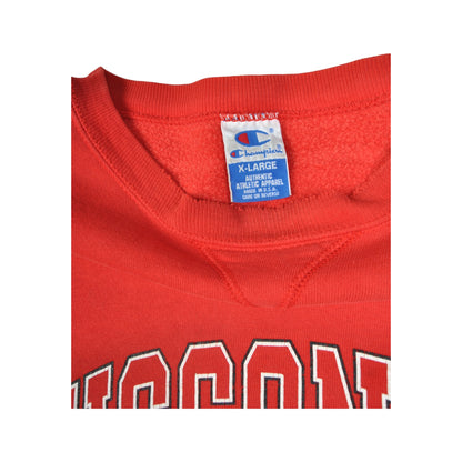 Vintage Champion Wisconsin Sweater Red XL