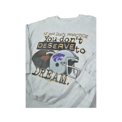 Vintage Deserve to Dream Football Sweater Grey XL