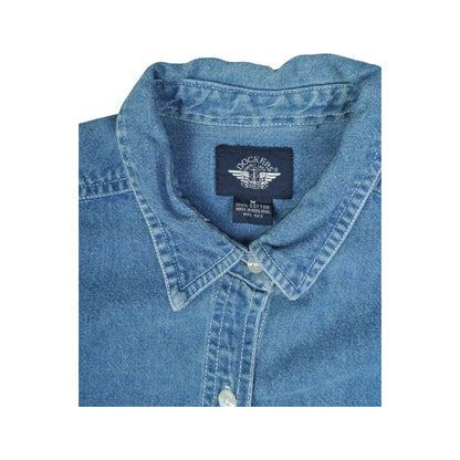 Vintage Dockers Denim Shirt Long Sleeve Blue Ladies Medium