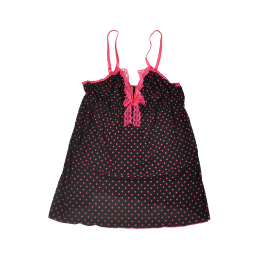 Vintage Y2K Victoria's Secret Cami Dress Top Polka Dot Black/Pink Medium