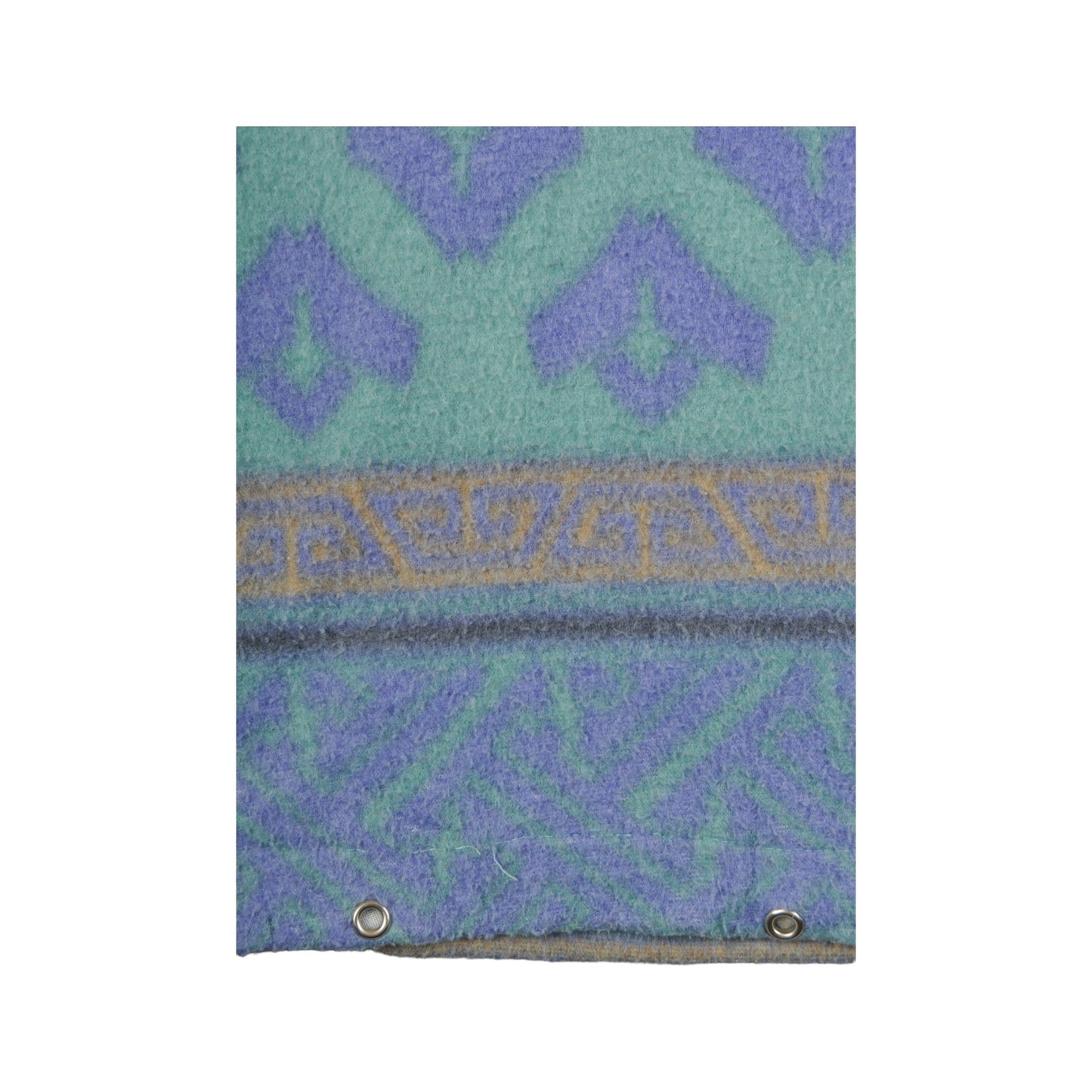 Vintage Fleece 1/4 Zip Retro Pattern Green/Blue Ladies Medium