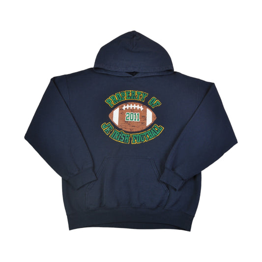 Vintage Property of Jr Irish Football Hoodie Sweatshirt Navy Medium