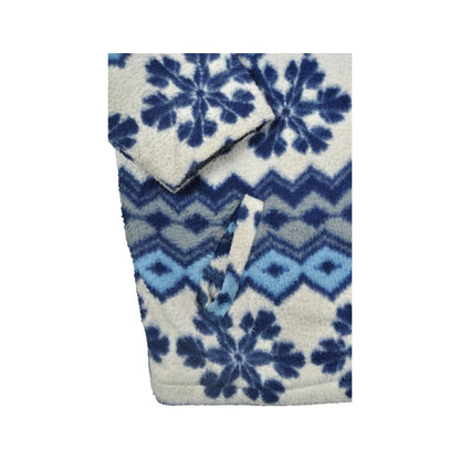 Vintage Fleece Jacket Retro Snowflake Pattern Blue Ladies XXL