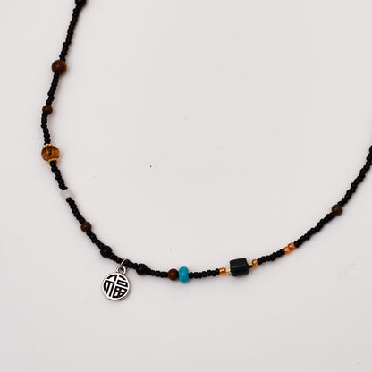 Beaded Coin Necklace Charm