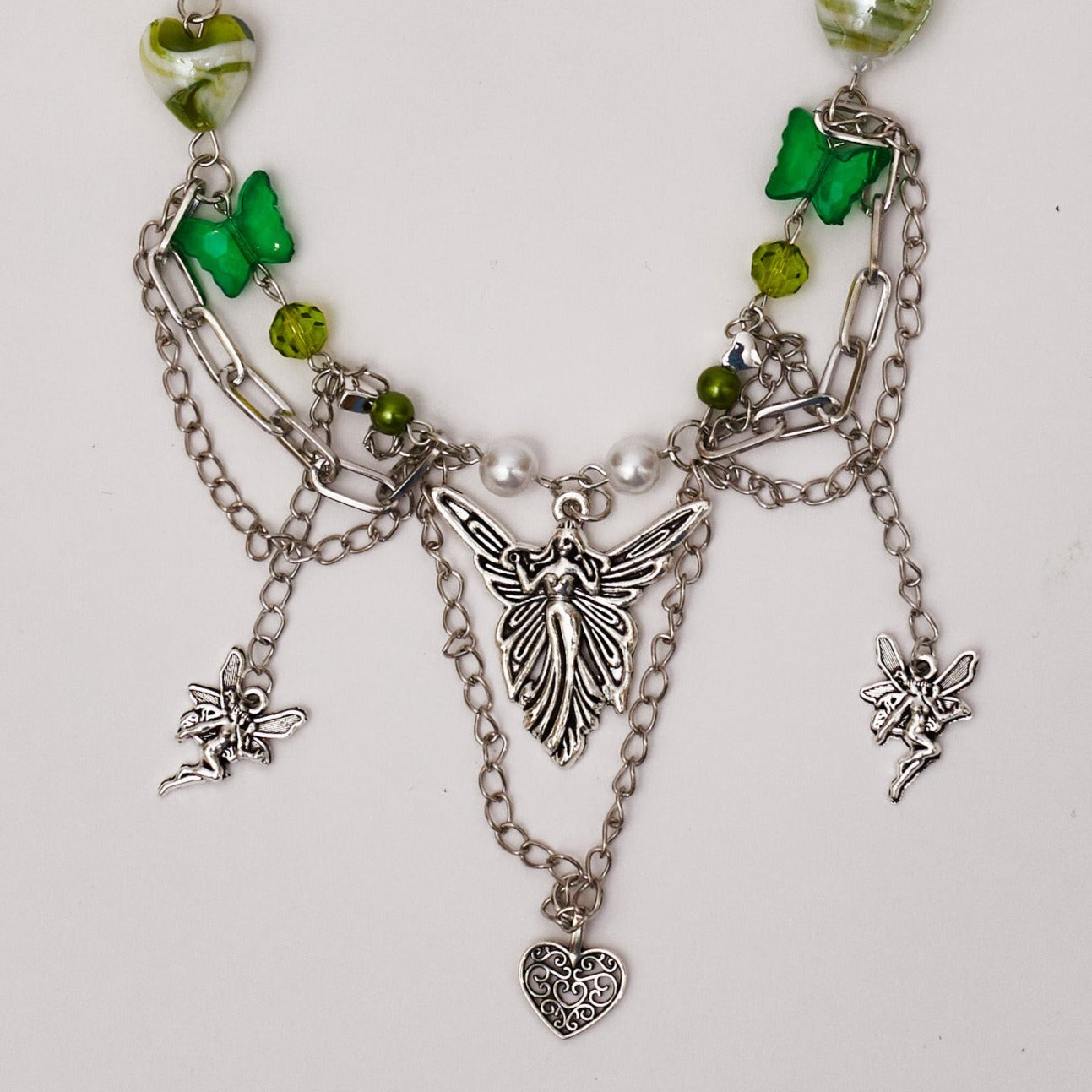 Fairy Necklace Butterflies and Beads Layered Chain