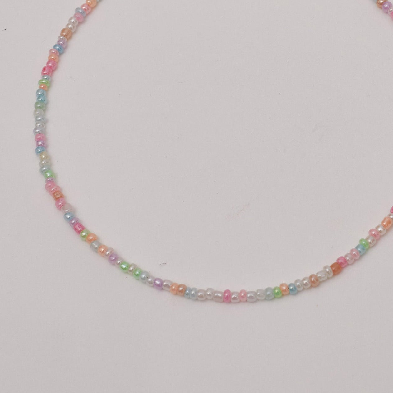 Mini Beaded Necklace Pastel Pink/Blue