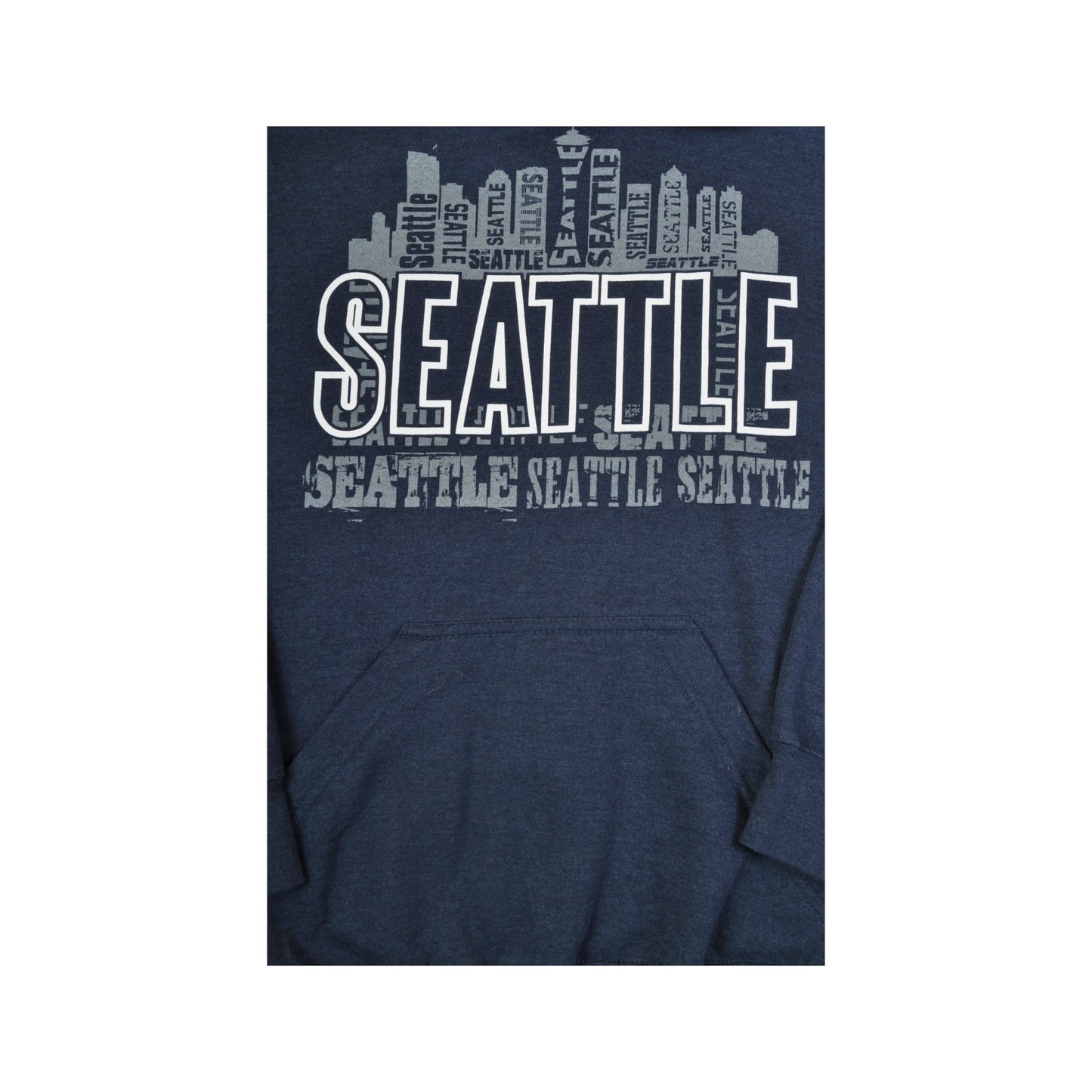 Vintage Seattle Hoodie Sweatshirt Navy Small