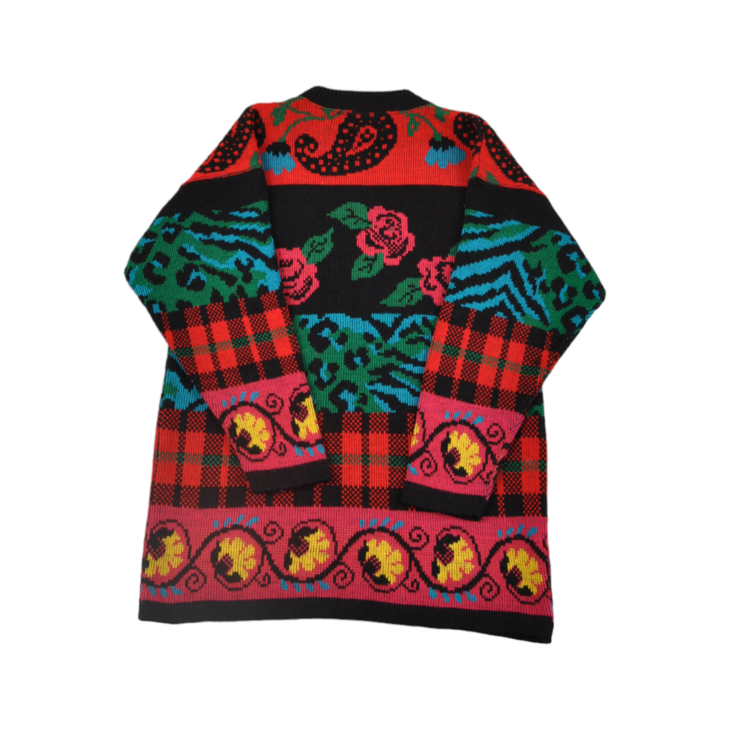 Vintage Knitted Jumper Retro Floral & Leopard Pattern Ladies Medium