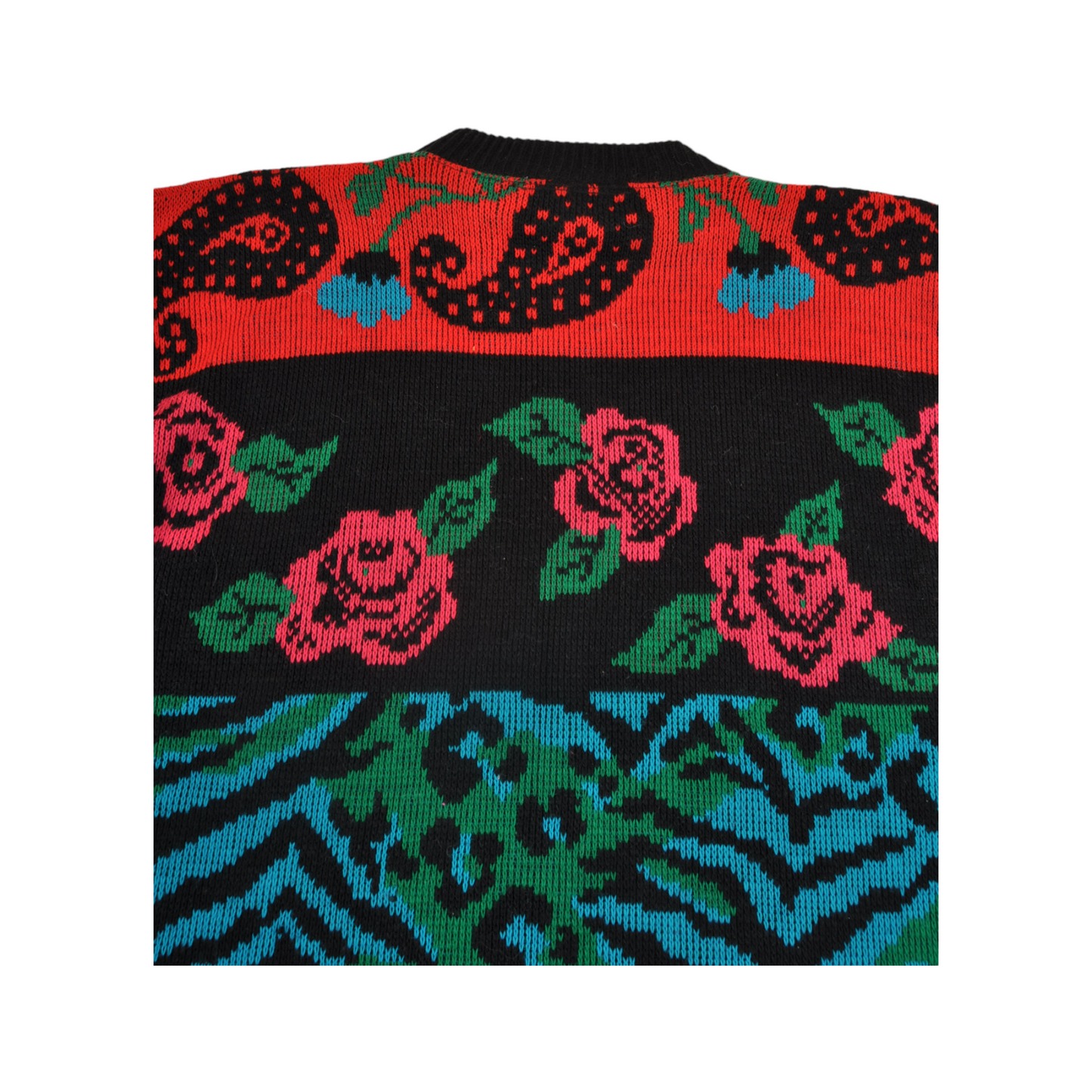 Vintage Knitted Jumper Retro Floral & Leopard Pattern Ladies Medium