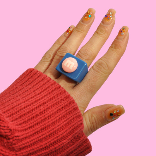 M Chunky Statement Ring Blue