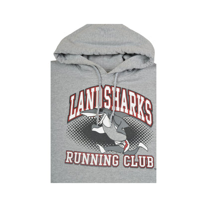 Vintage Landsharks Running Club Hoodie Sweatshirt Grey Small