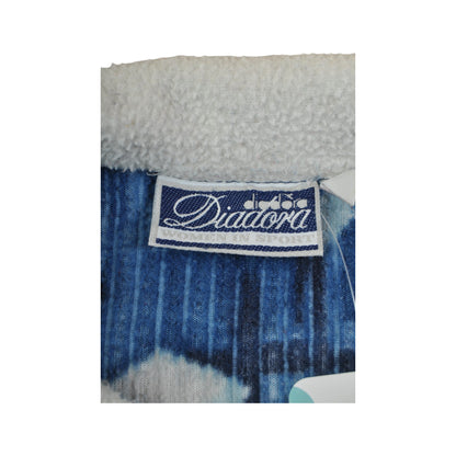 Vintage Diadora Fleece 1/4 Zip Retro Pattern Blue Small