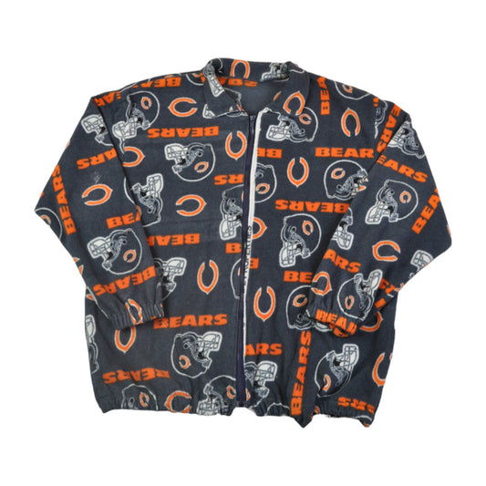 Vintage NFL Chicago Bears Fleece Jacket Grey/Orange Medium