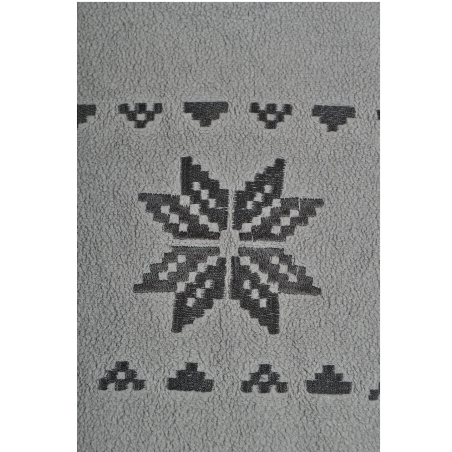 Vintage Fleece 1/4 Zip Retro Snowflake Pattern Grey Large