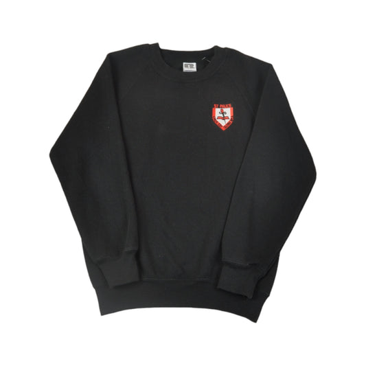 Vintage Russell Athletic Embroidered Sweatshirt Black Ladies Small