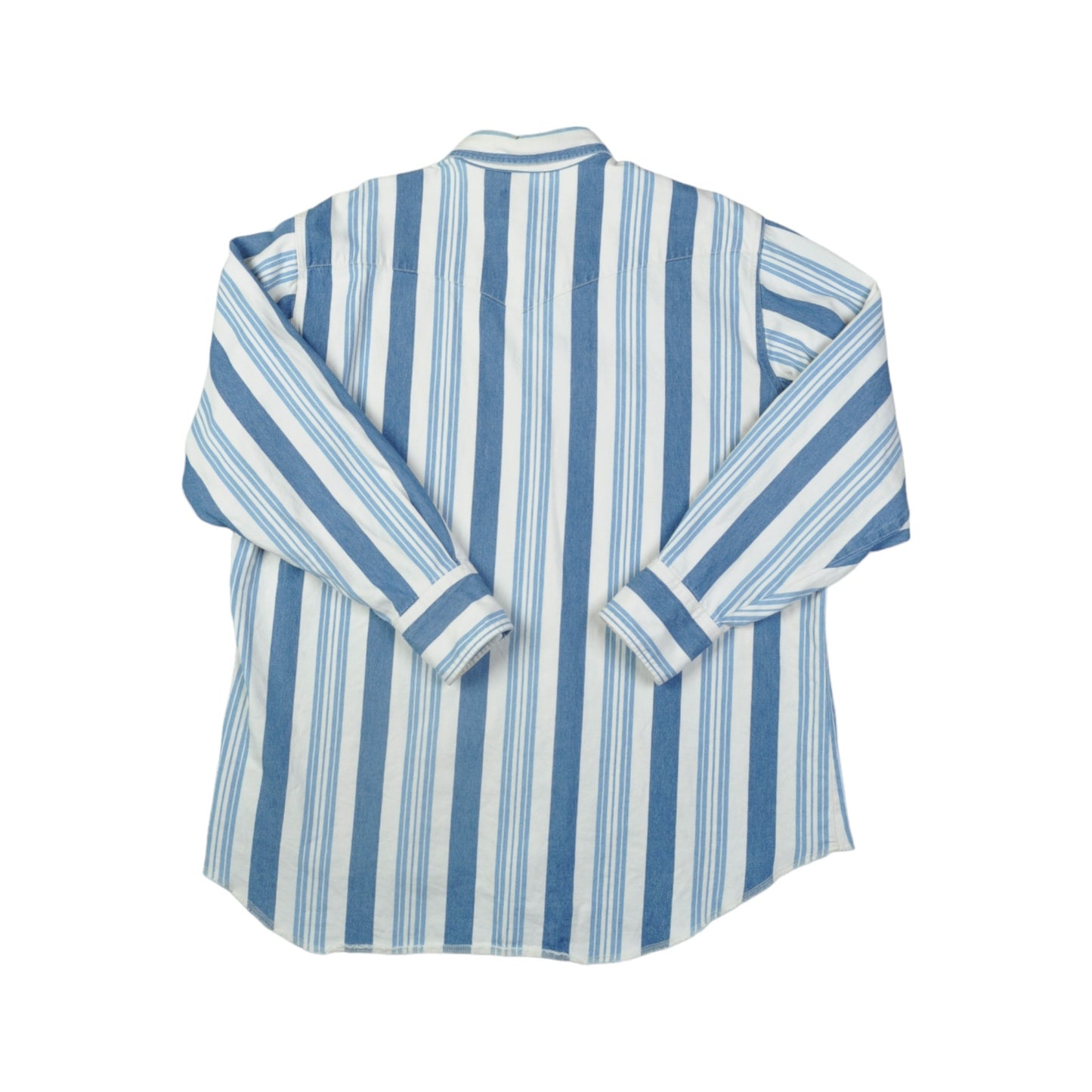Vintage Wrangler Stripe Shirt Long Sleeve Blue XL