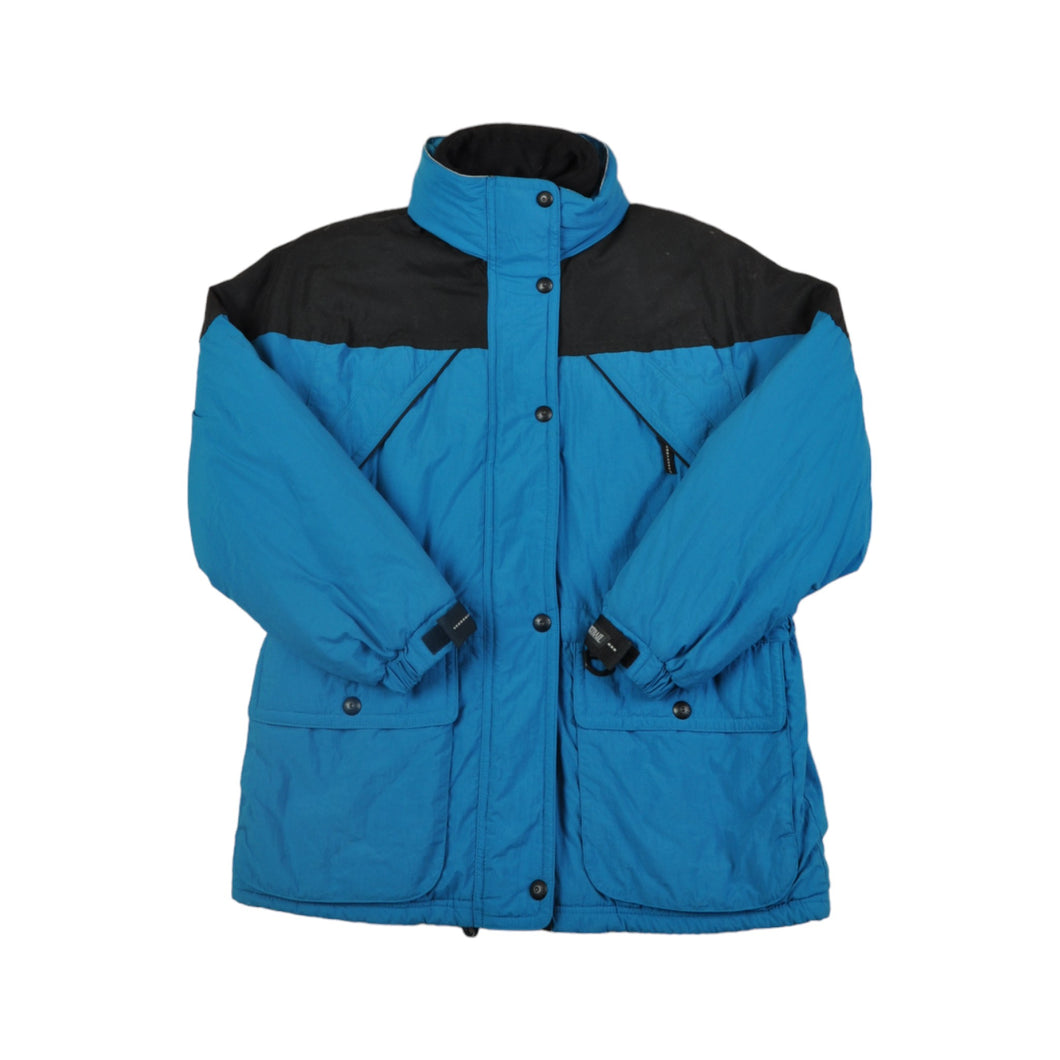 Vintage Pacific Trail Ski Jacket Retro Block Colour Blue/Black Ladies Small