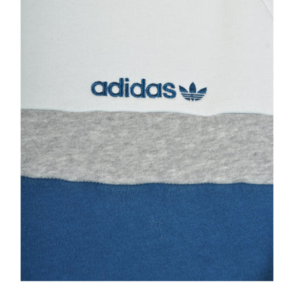 Vintage Adidas Sweatshirt Block Colour Blue/White Small
