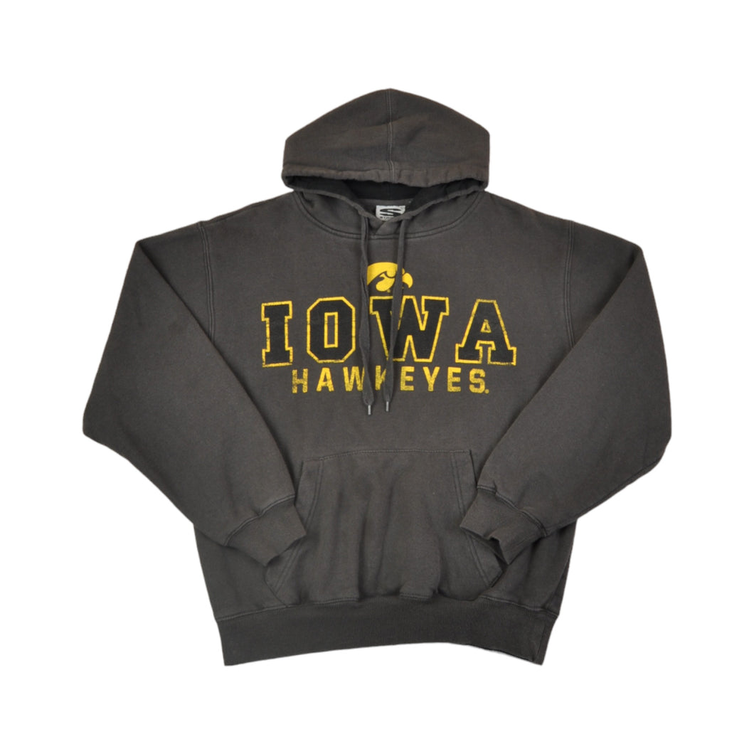 Vintage Iowa Hawkeyes Hoodie Sweatshirt Grey Ladies Medium