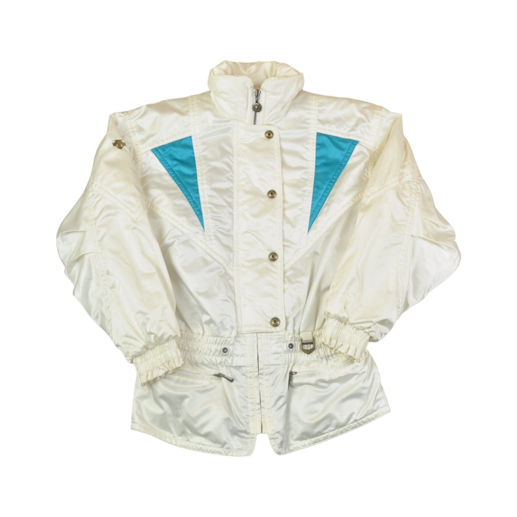 Vintage Decente Ski Jacket White/Blue Ladies Medium