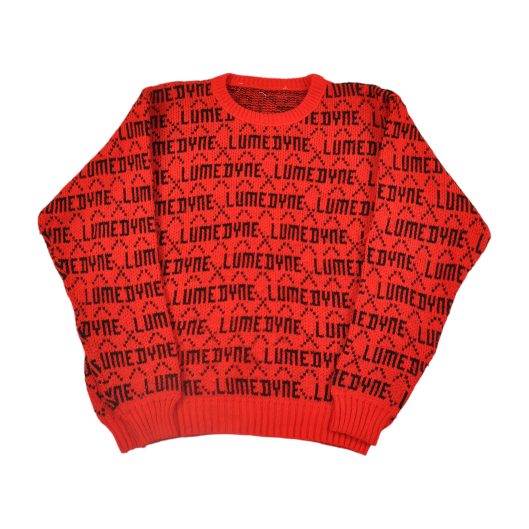 Vintage Knitted Jumper Retro Pattern Red/Black Ladies Large