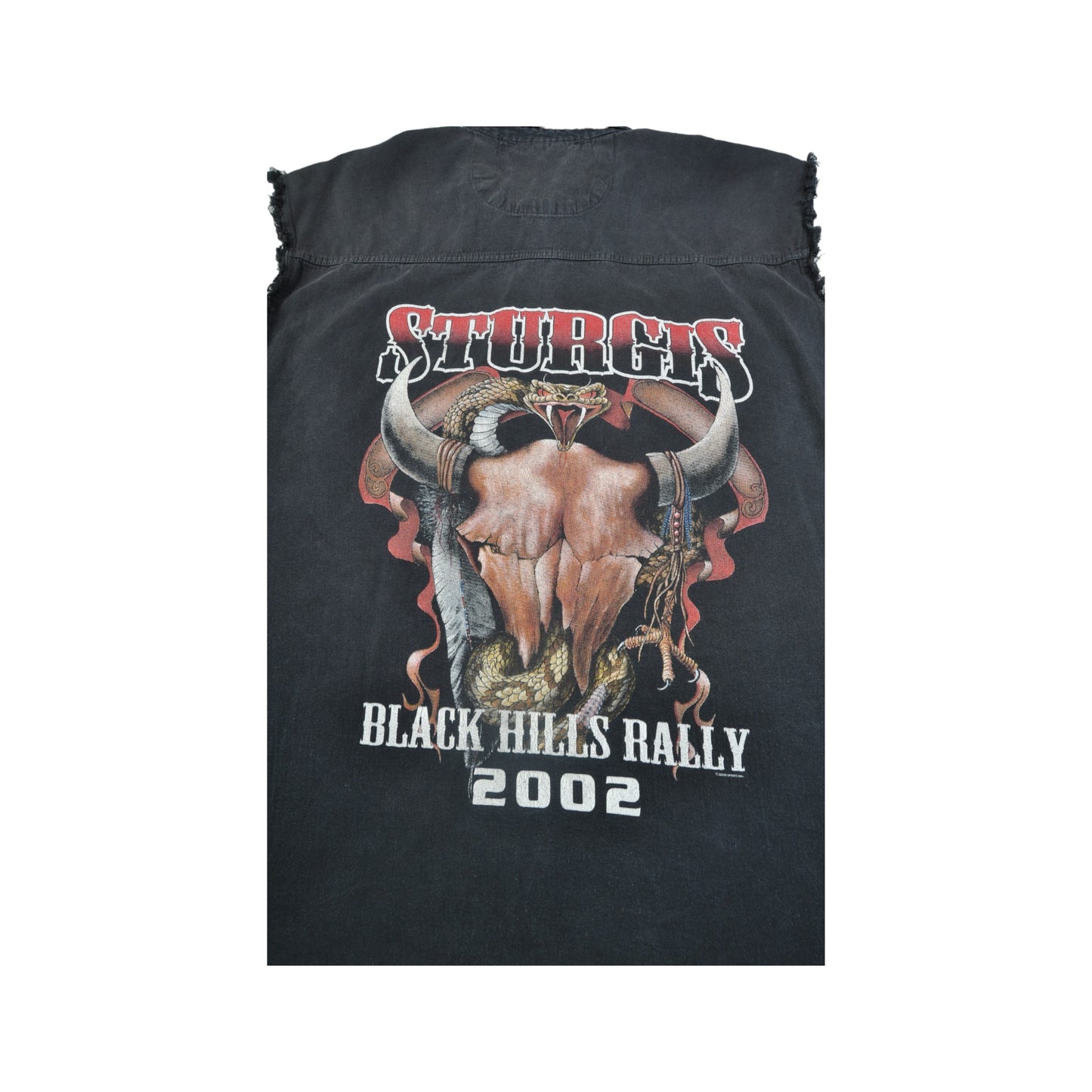 Vintage Sleeveless Shirt Skull Back Print Black Large