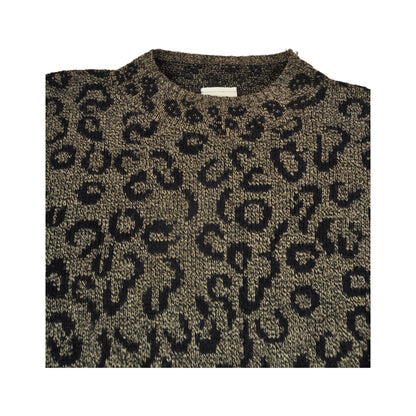 Vintage Knitted Jumper Retro Leopard Print Ladies Small