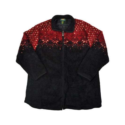Vintage Cabela's Fleece Jacket Red Patter Red/Black Ladies Large
