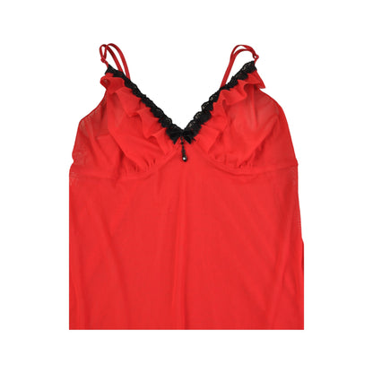 Y2K Cami Sheer Dress Top Red/Black Medium