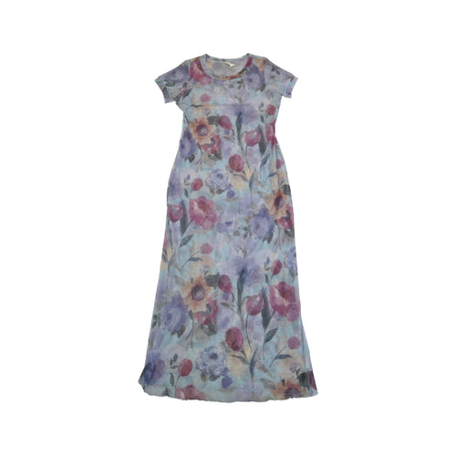 Vintage Y2K Floral Pattern Sheer Dress Medium