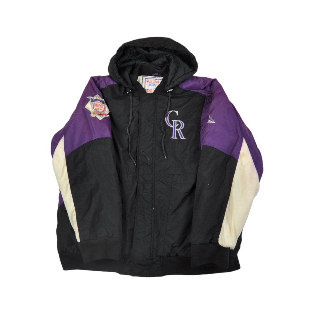 Vintage Colorado Rockies Major League Baseball Apex One Jacket Black/Purple XL