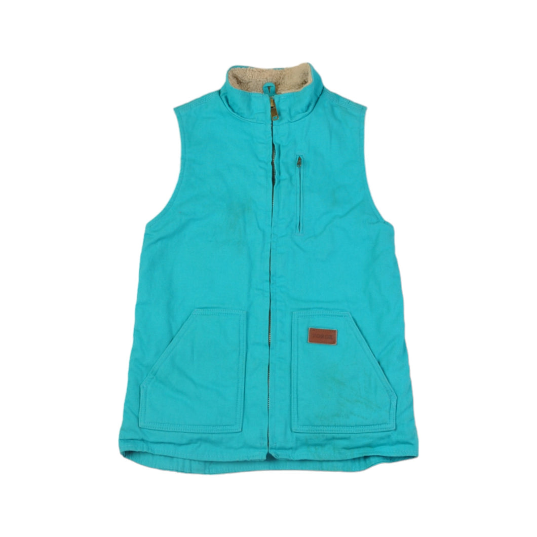 Vintage Workwear Vest Jacket Sherpa Lined Blue Ladies Small