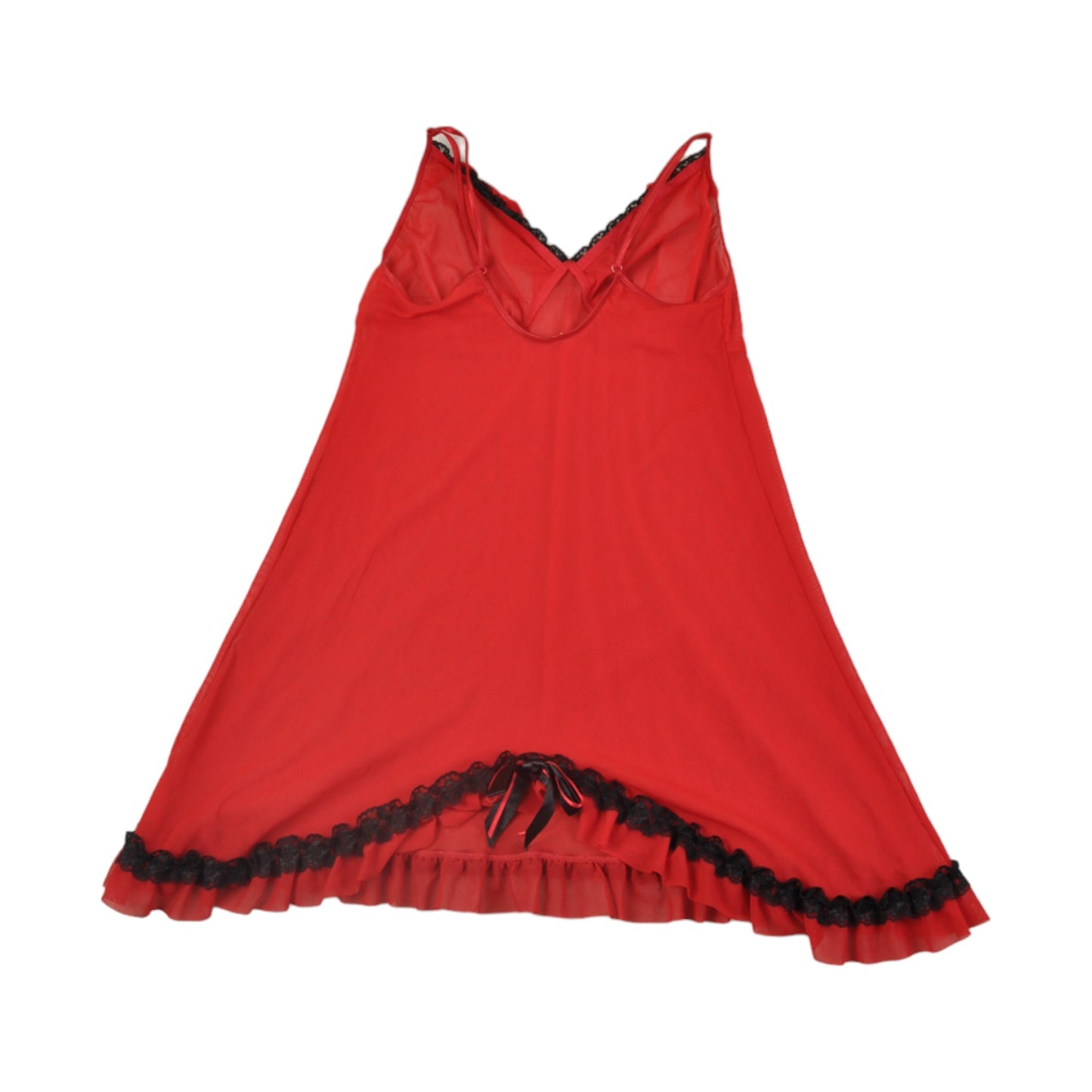 Y2K Cami Sheer Dress Top Red/Black Medium