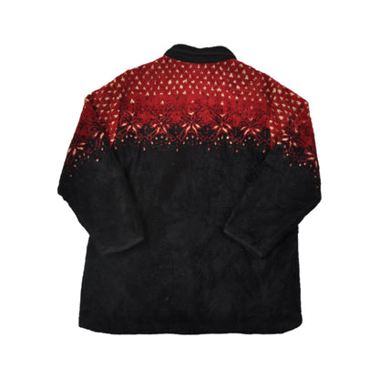 Vintage Cabela's Fleece Jacket Red Patter Red/Black Ladies Large