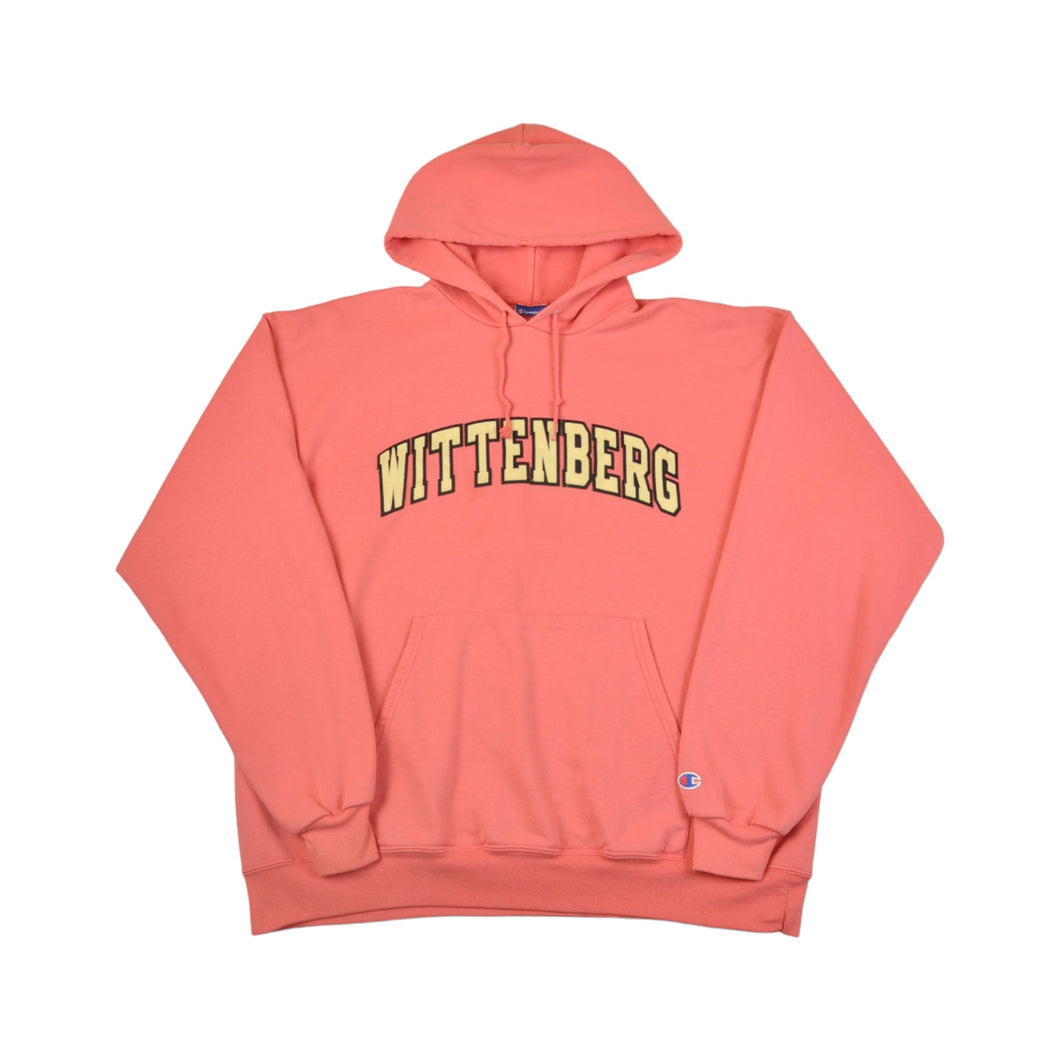 Vintage Champion Wittenberg Hoodie Sweatshirt Pink XL